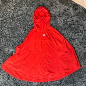 Rare Women Oversized Poncho Orange Nike Hoodie Small Pullover
